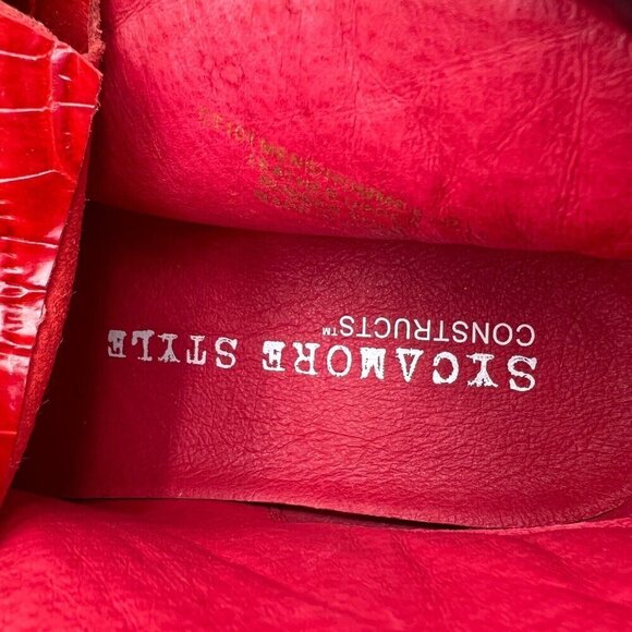 Sycamore Style Construct Obsidian Men Size 12 Red Embossed Leather Lug Boot - Picture 13 of 16